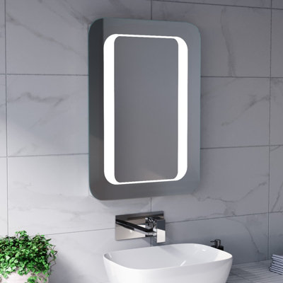 Nes Home LED Illuminated Mirror with Battery Powered Button Switch 500 ...