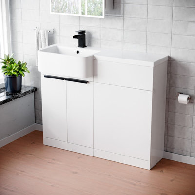 Nes Home Left Hand Black Handles Basin Vanity Unit With Tap & Freestanding WC Unit Price Comparisons | Compare The Build