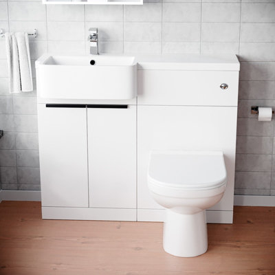 Nes Home Left Hand Freestanding Basin Vanity Unit With Black Handles ...