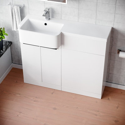Nes Home Left Hand Freestanding Basin Vanity Unit with Black Handles ...