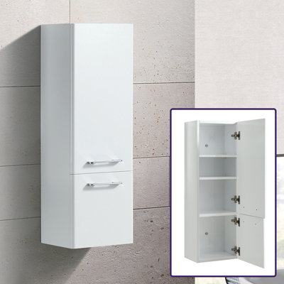 Nes Home Lex 1000mm Wall Hung Storage Cabinet White Tall Shelf