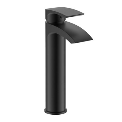 Nes Home Libra Basin Mixer Tall Tap & Waste Black Matte