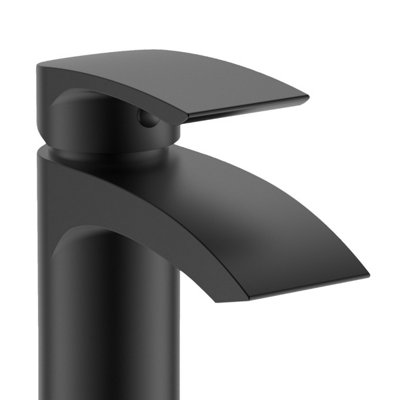 Nes Home Libra Basin Mixer Tall Tap & Waste Black Matte