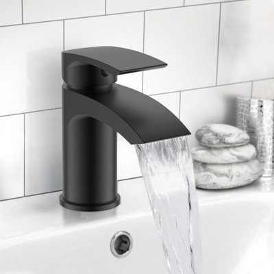 Nes Home Libra Bathroom Sink Basin Mono Mixer Bath Filler Shower Black Matt Brass Tap & Waste