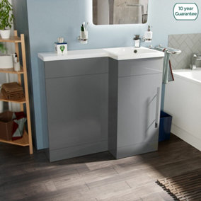 Nes Home Light Grey Basin Sink Vanity Unit Furniture Cabinet Right Hand 900mm