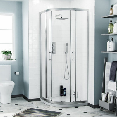 Nes Home Lindley 3-Piece White 800mm Shower Enclosure Suite, Close Coupled WC Toilet with Seat and Vanity Basin Unit