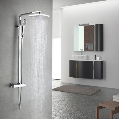 Nes Home Lois Modern Bathroom Thermostatic Shower Mixer Bar Valve Tap Square Head Exposed Price Comparisons | Compare The Build