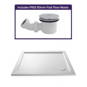 Nes Home Low Profile 1200 x 800 Shower Tray Rectangle Walkin and Free Fast Flow Waste