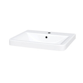 Nes Home Lyndon 500mm Cloakroom Countertop Rectangular Basin White with 1 Tap Hole
