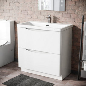 Nes Home Lyndon Modern 800mm White Basin Sink Flat Pack Vanity