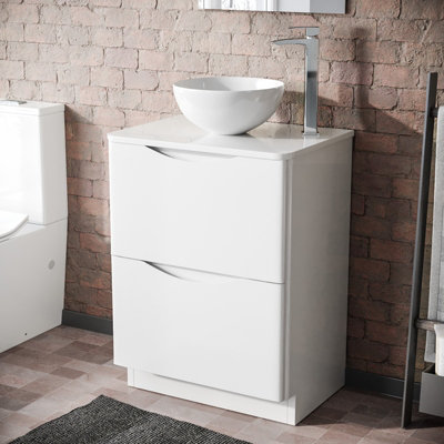 Nes Home Lyndon White 600mm Bathroom Freestanding Vanity Unit With ...