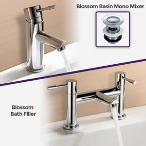 Nes Home Marc Mono Bath Filler and Basin Tap with Waste