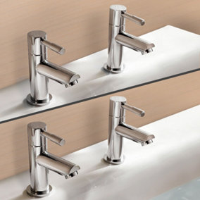 Nes Home Marc Twin Hot & Cold Basin and Bath Tap Set Chrome