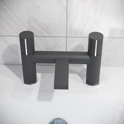 Nes Home Matt Black Handleless Futuristic Bath Filler Tap Deck Mounted ...