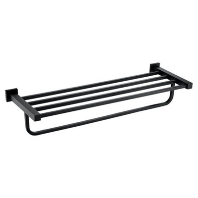 Nes Home Matte Black Deluxe Square Towel Shelf Rack