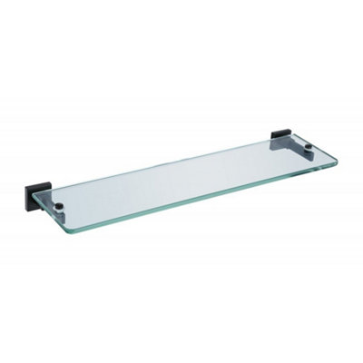 Nes Home Matte Black Glass Shelf Modern With Brackets