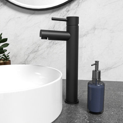 Nes Home Matte Black Modern Brass Tall Basin Mono Mixer Single Lever Tap