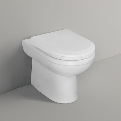 Nes Home Melbourne Back To Wall Vitreous Ceramic Modern White Toilet Pan, Soft Close Seat