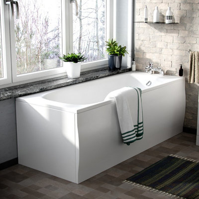 Nes Home Memphis 3-Piece Bathroom Suite White - Close Coupled Toilet, 450mm Basin Vanity Unit and Round Bath Tub