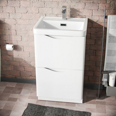 Nes Home Merton 500mm White Vanity Basin Cabinet Rimless Close Coupled Toilet