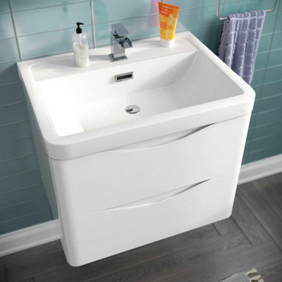 Nes Home Merton 600mm Wall Hung Vanity Basin Unit White