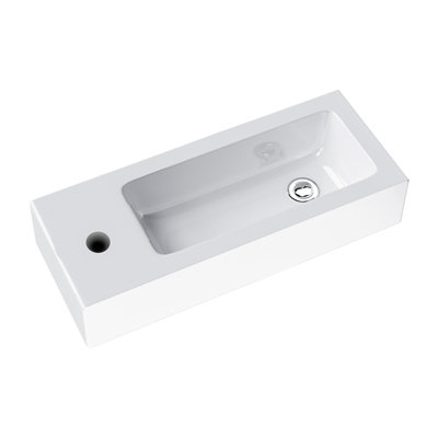 Nes Home Milan 500mm x 200mm White Gloss Resin Basin