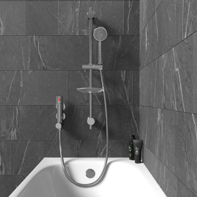 Nes Home Mini Vertical Thermostatic Shower Mixer Valve & Slider Rail