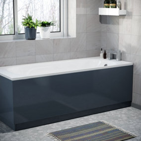 Nes Home Modern 1700 mm Grey Front Side Bath Panel High Gloss Durable PVC + Plinth Gorge
