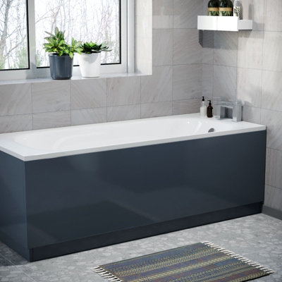 Nes Home Modern 1700 mm Grey Front Side Bath Panel High Gloss Durable PVC + Plinth