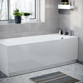 Nes Home Modern 1700mm White High Gloss Bath Tub PVC Front & End Panel + Plinth