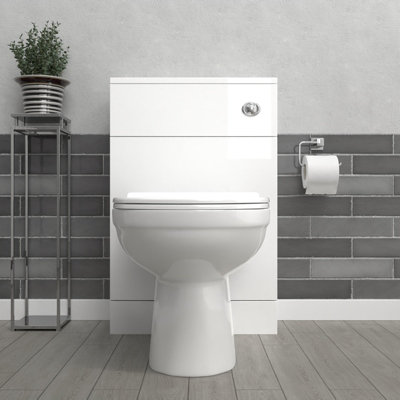 Nes Home Modern 500mm Back To Wall Rimless Toilet with Flat Pack WC Unit White