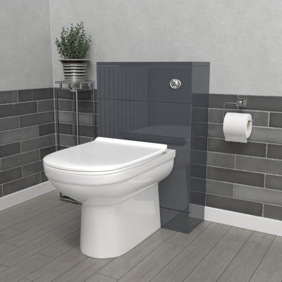 Nes Home Modern 500mm Back To Wall Rimless Toilet with WC Bathroom Anthracite