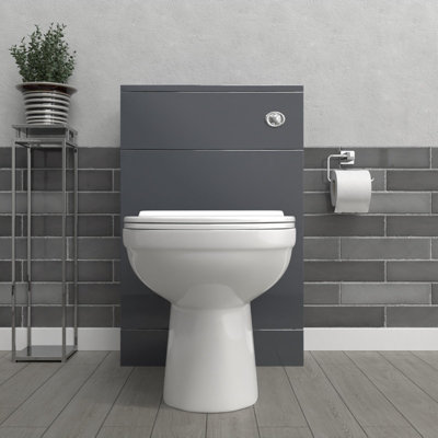 Nes Home Modern 500mm Back To Wall Rimless Toilet with WC Bathroom Anthracite