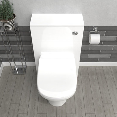Nes Home Modern 500mm Back To Wall Rimless Toilet with WC Bathroom White