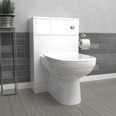 Nes Home Modern 500mm Back To Wall Rimless Toilet with WC Bathroom White