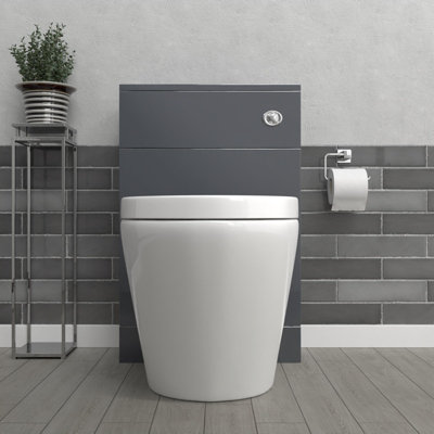 Nes Home Modern 500mm Back To Wall Rimless Toilet with WC Unit Anthracite
