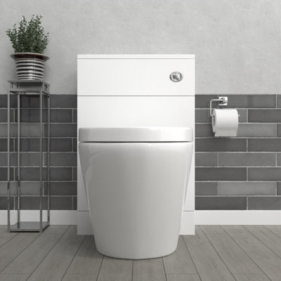 Nes Home Modern 500mm Back To Wall Rimless Toilet with WC Unit Gloss White