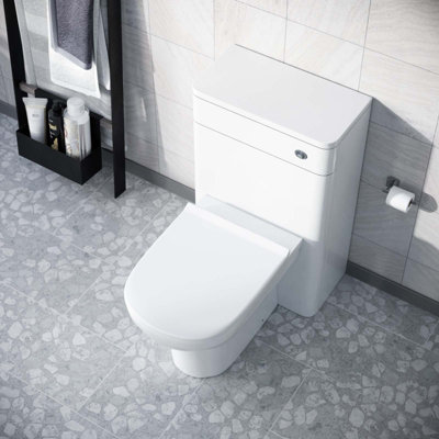 Nes Home Modern 500mm Back To Wall WC Toilet Unit Gloss White
