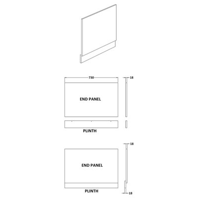 Gloss White 750mm Bath End Panel With Plinth - OFF171 - White