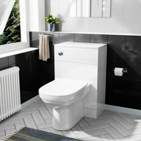 Nes Home Modern Back To Wall Toilet Pan With Soft Close Seat WC Unit Bathroom