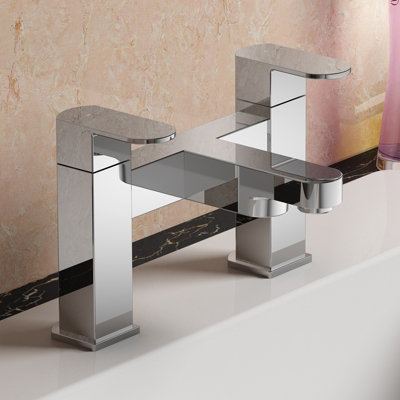 Nes Home Modern Bathroom Basin Sink Mono and Bath Filler Mixer Tap Set Chrome
