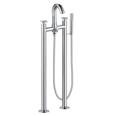 Nes Home Modern Bathroom Chrome Bath Mixer Tap with Round Shower ...