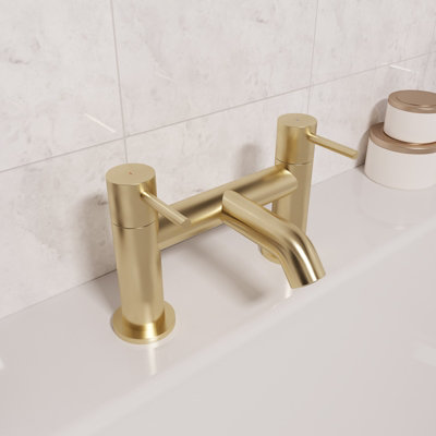 Nes Home Modern Brushed Brass Designer Deck Mounted Bath Filler Tap ...