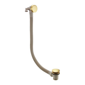 Nes Home Modern Brushed Brass Waterfall Bath Filler with Pop Up Waste and Overflow
