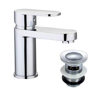 Nes Home Modern Chrome Basin Mono Mixer Tap with Waste