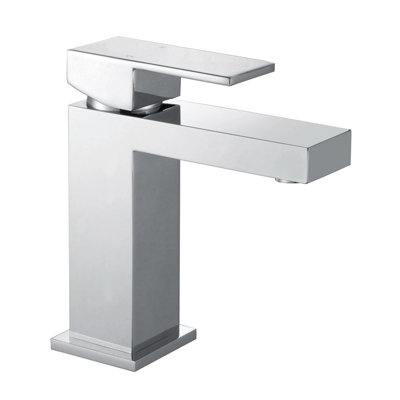 Nes Home Modern Chrome Cloakroom Basin Mono Mixer Tap Single Lever Square Design