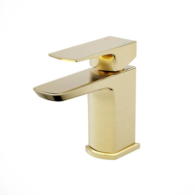 Nes Home Modern Cloakroom Brushed Brass Square Basin Mono Mixer Tap