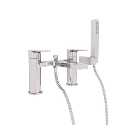 Nes Home Modern Deck Mounted Chrome Bath Shower Mixer Tap with Shower ...