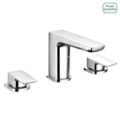 Nes Home Modern Designer Chrome Bath Tub Filler Taps Basin Mixer 3 Tap Hole Deck Mounted