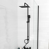 Nes Home Modern Exposed Square Shower Mixer Handset & Riser Rail Kit Matte Black